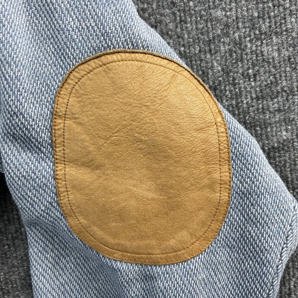 Orvis Men Medium Sweater Leather Elbow Patches Button Up Polo Shirt Pullover - Picture 4 of 11